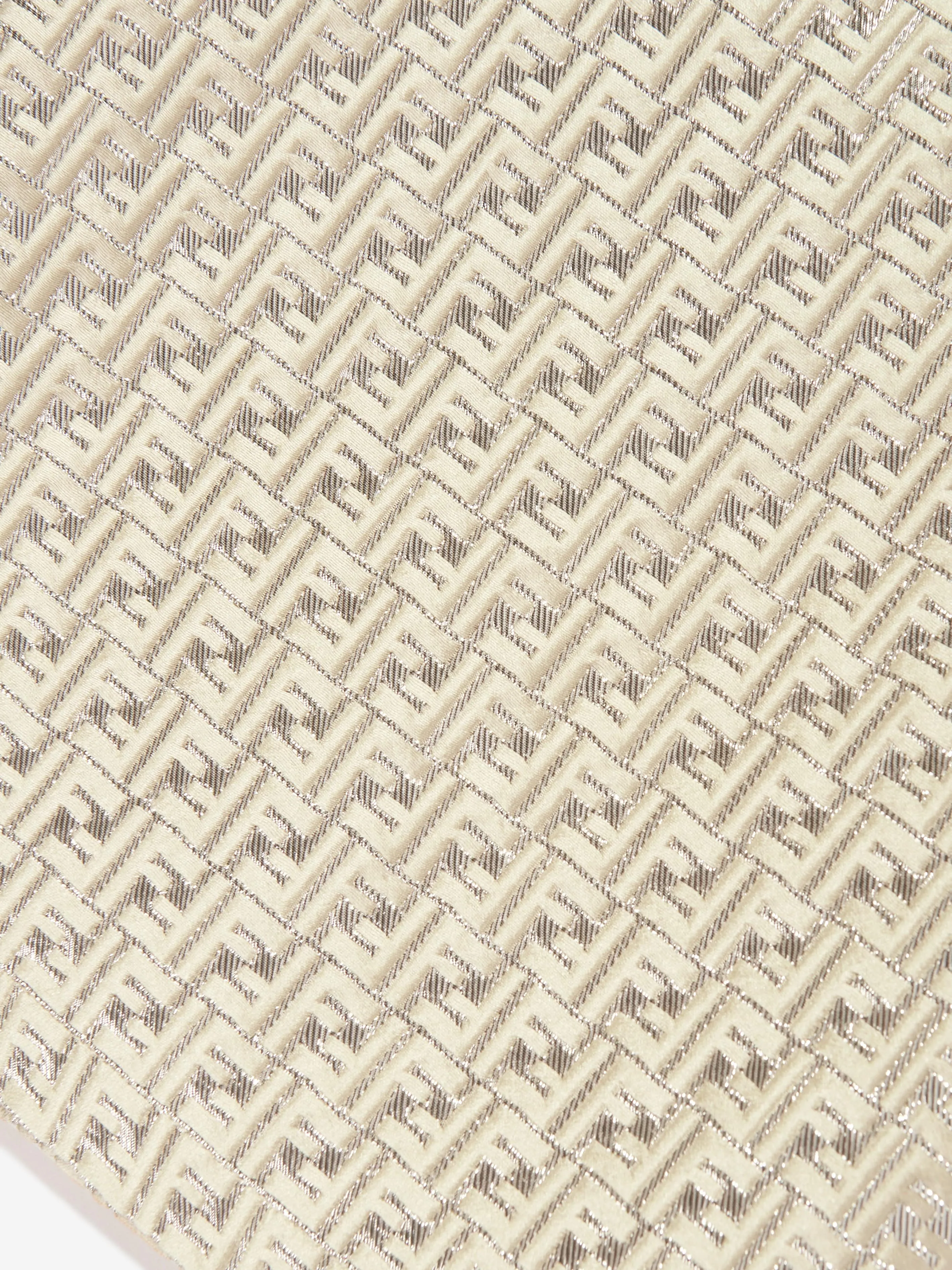 Fendi Baby Girls FF Silk Brocade Dress in Beige