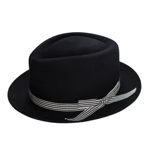 Fernandez y Roche Irving in Black Fur Felt Fedora Made in Spain