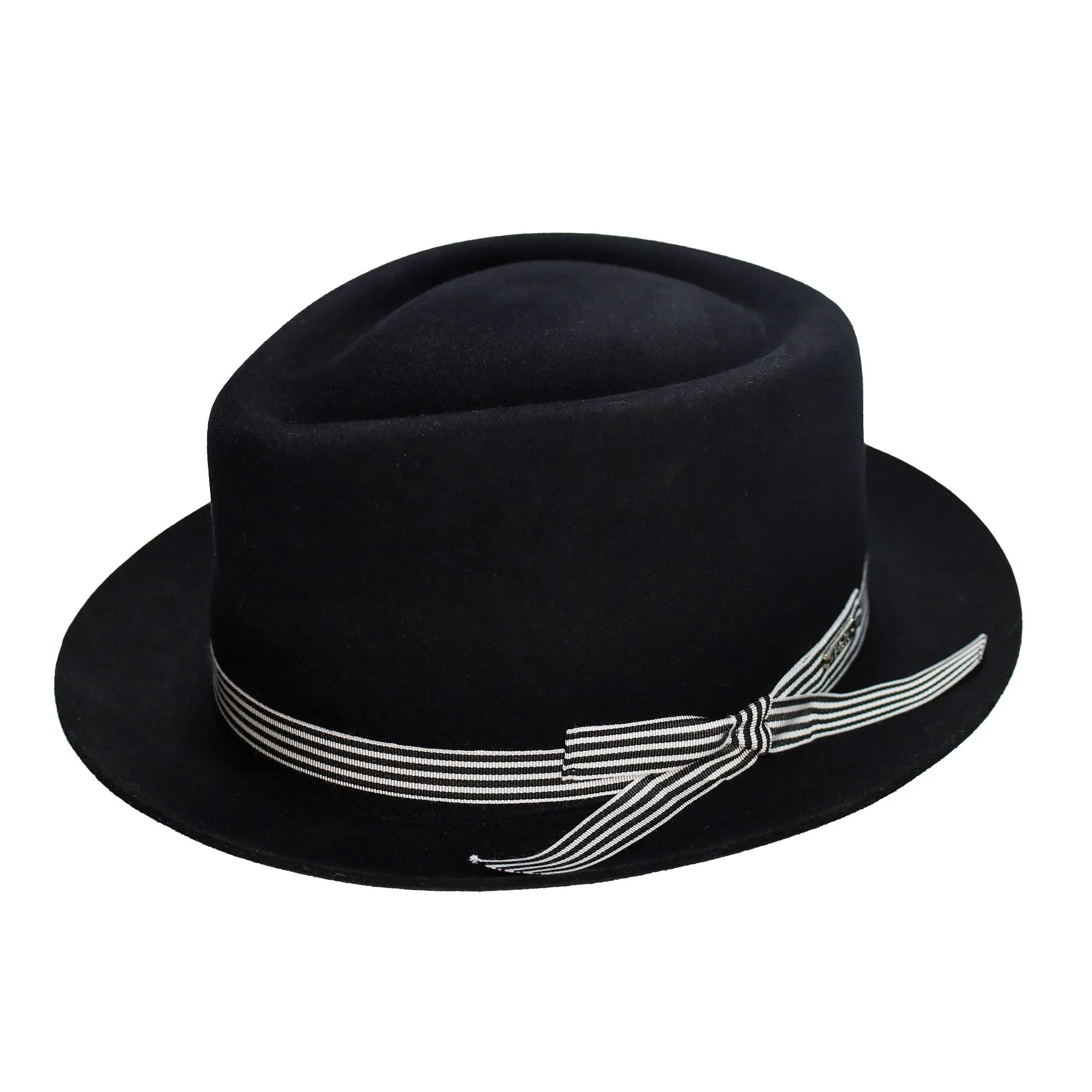 Fernandez y Roche Irving in Black Fur Felt Fedora Made in Spain