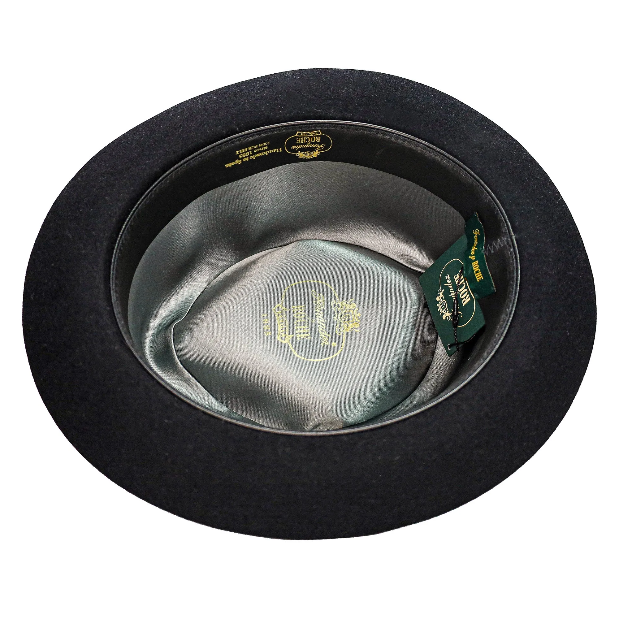 Fernandez y Roche Irving in Black Fur Felt Fedora Made in Spain