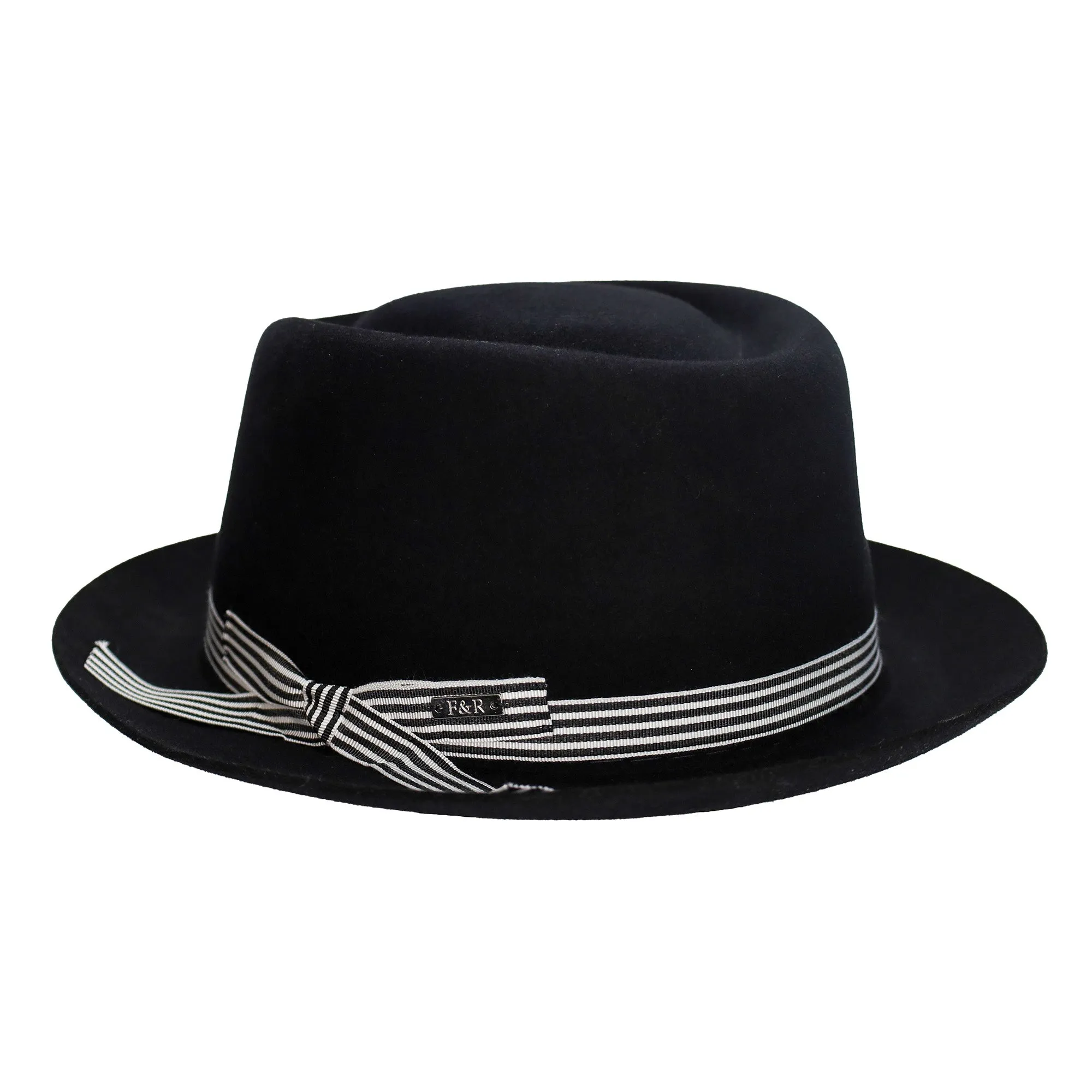 Fernandez y Roche Irving in Black Fur Felt Fedora Made in Spain