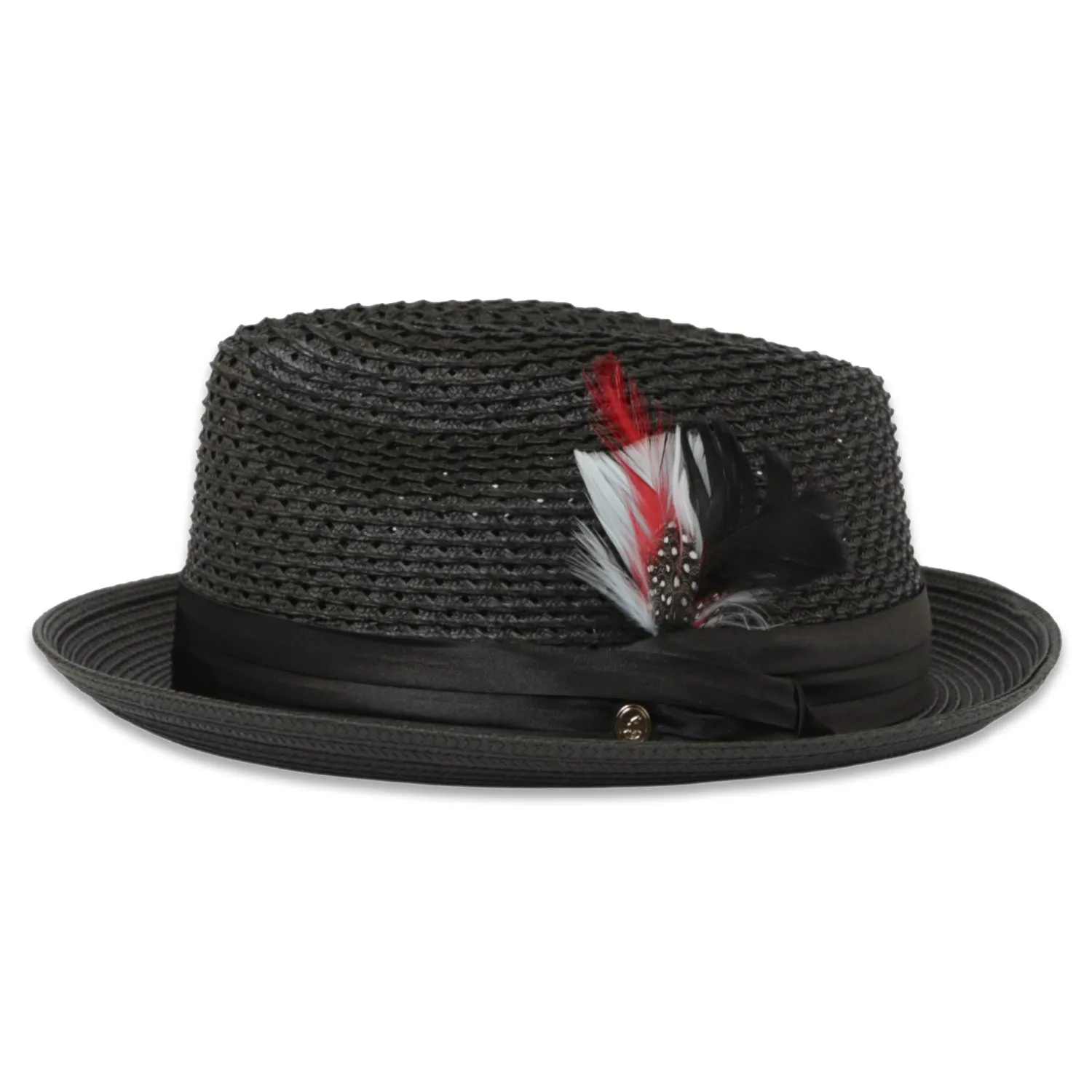 Ferrecci Castor in Black Crushable Straw Hat Fedora