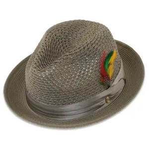 Ferrecci Castor in Olive Crushable Straw Hat Fedora