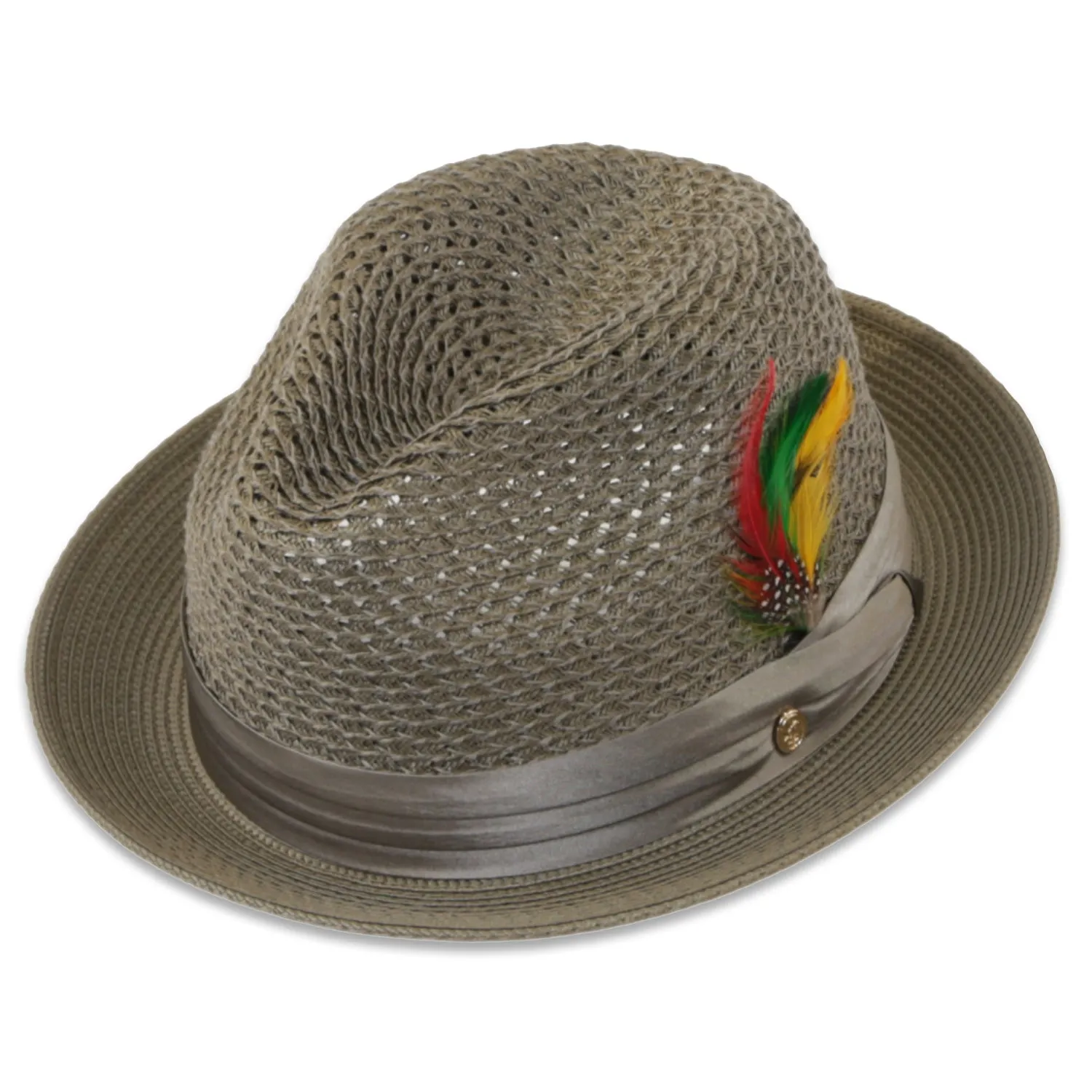 Ferrecci Castor in Olive Crushable Straw Hat Fedora