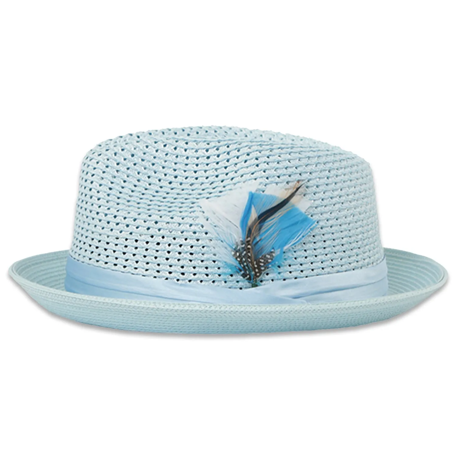 Ferrecci Castor in Sky Blue Crushable Straw Hat Fedora