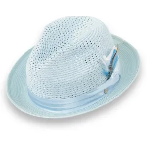 Ferrecci Castor in Sky Blue Crushable Straw Hat Fedora