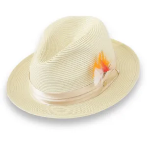 Ferrecci Tapa in Beige Crushable Straw Hat Fedora