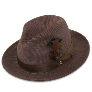 Ferrecci Tapa in Brown Crushable Straw Hat Fedora