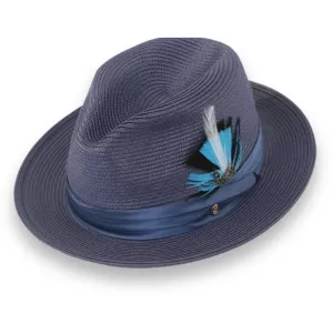 Ferrecci Tapa in Navy Crushable Straw Hat Fedora