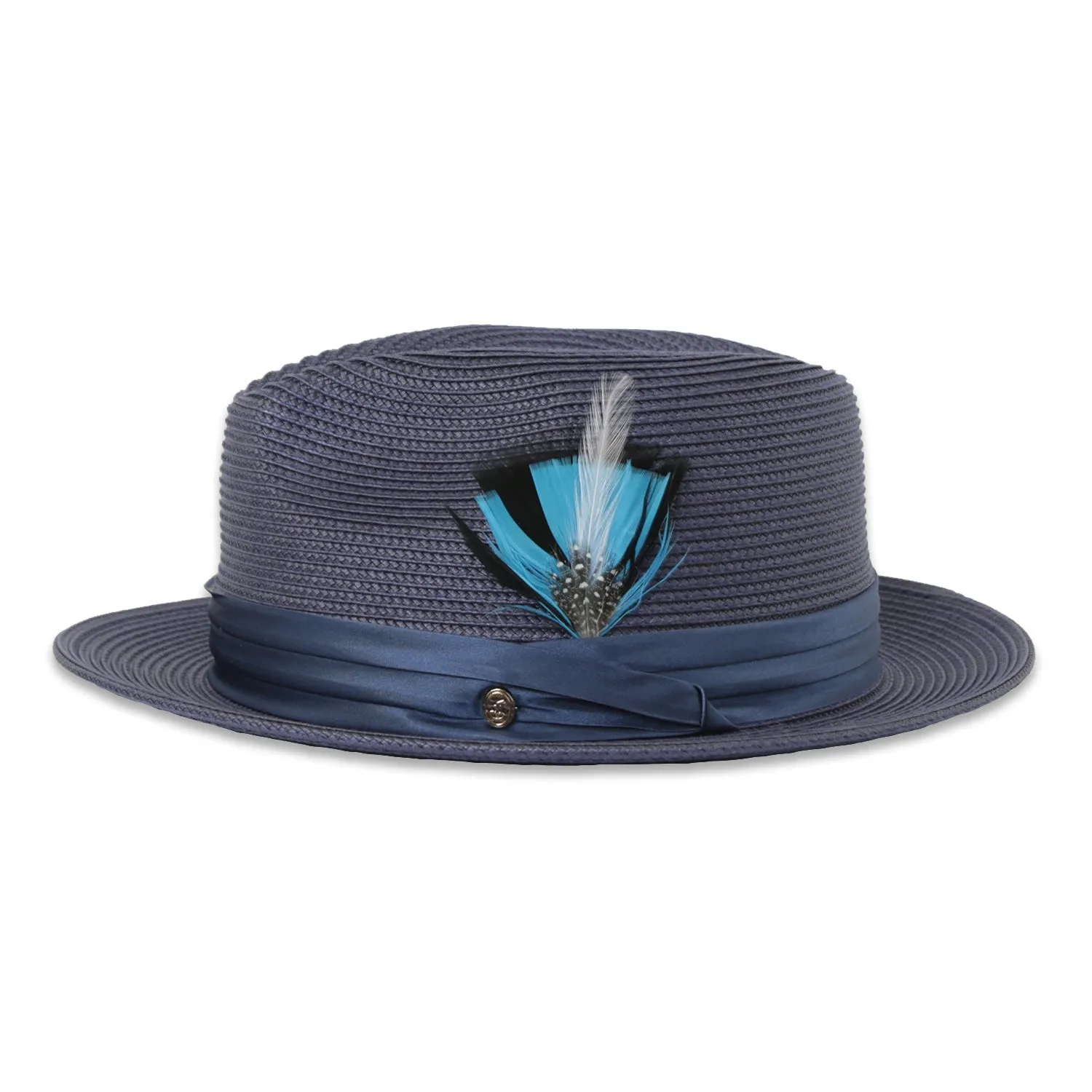 Ferrecci Tapa in Navy Crushable Straw Hat Fedora