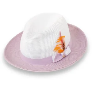Ferrecci Tapa in Two Tone Lavender-White Crushable Straw Hat Fedora