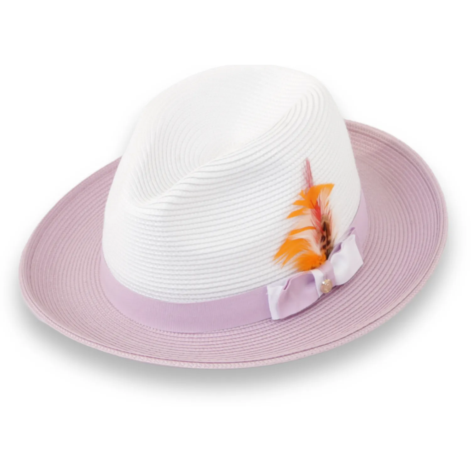Ferrecci Tapa in Two Tone Lavender-White Crushable Straw Hat Fedora