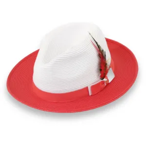 Ferrecci Tapa in Two Tone Red-White Crushable Straw Hat Fedora