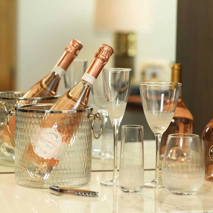 Fez Cut Frosted Stemless Champagne Flute