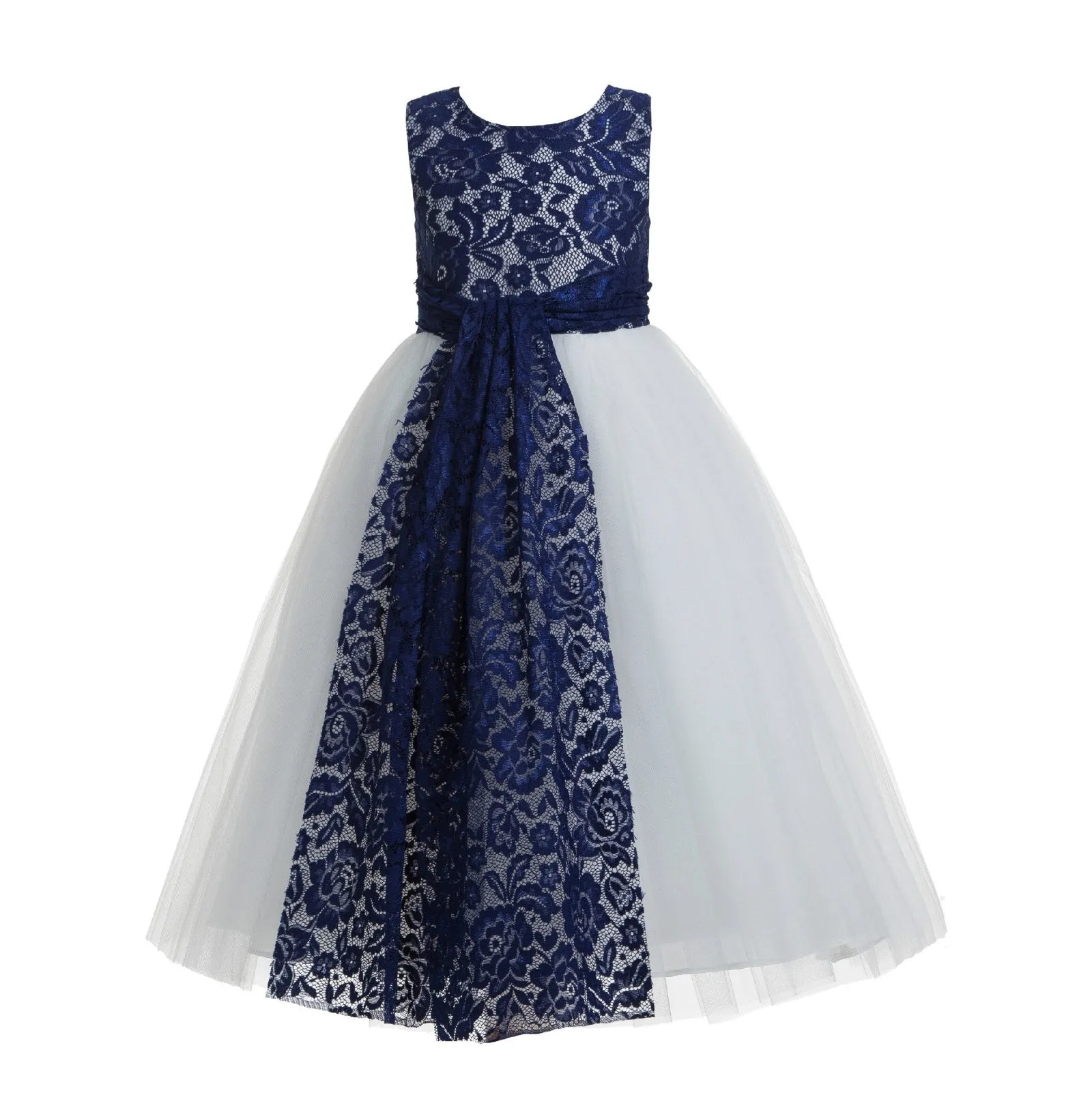 Floral Lace Heart Cutout Flower Girl Dress Junior Pageant Communion Baptism Wedding Tulle Dress 172