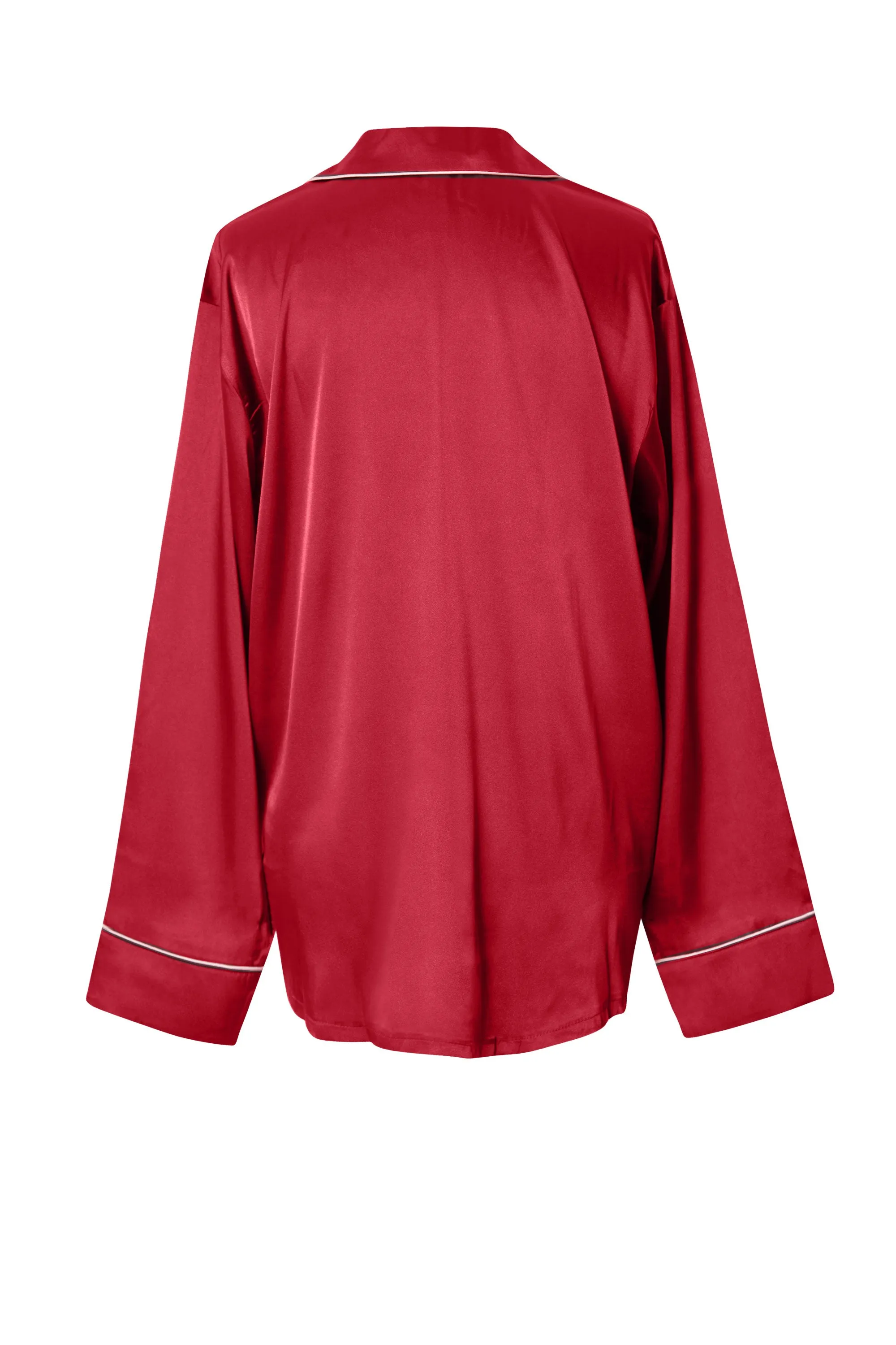 Floriana Burgundy Satin Long Sleeve Pajama Set