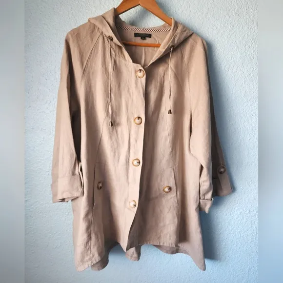 For Cynthia Tan Utility Jacket with Hood and Relaxed Fit Coastal