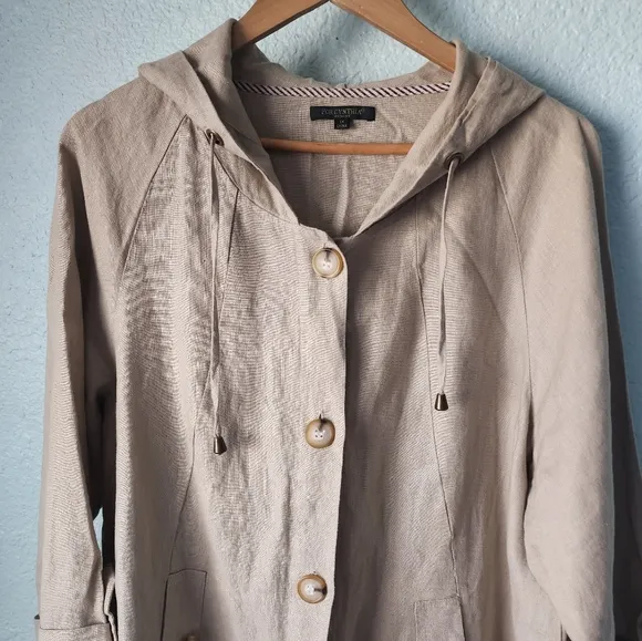 For Cynthia Tan Utility Jacket with Hood and Relaxed Fit Coastal