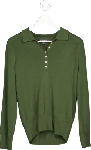 Forever New Olive Button Through Polo Jumper UK S