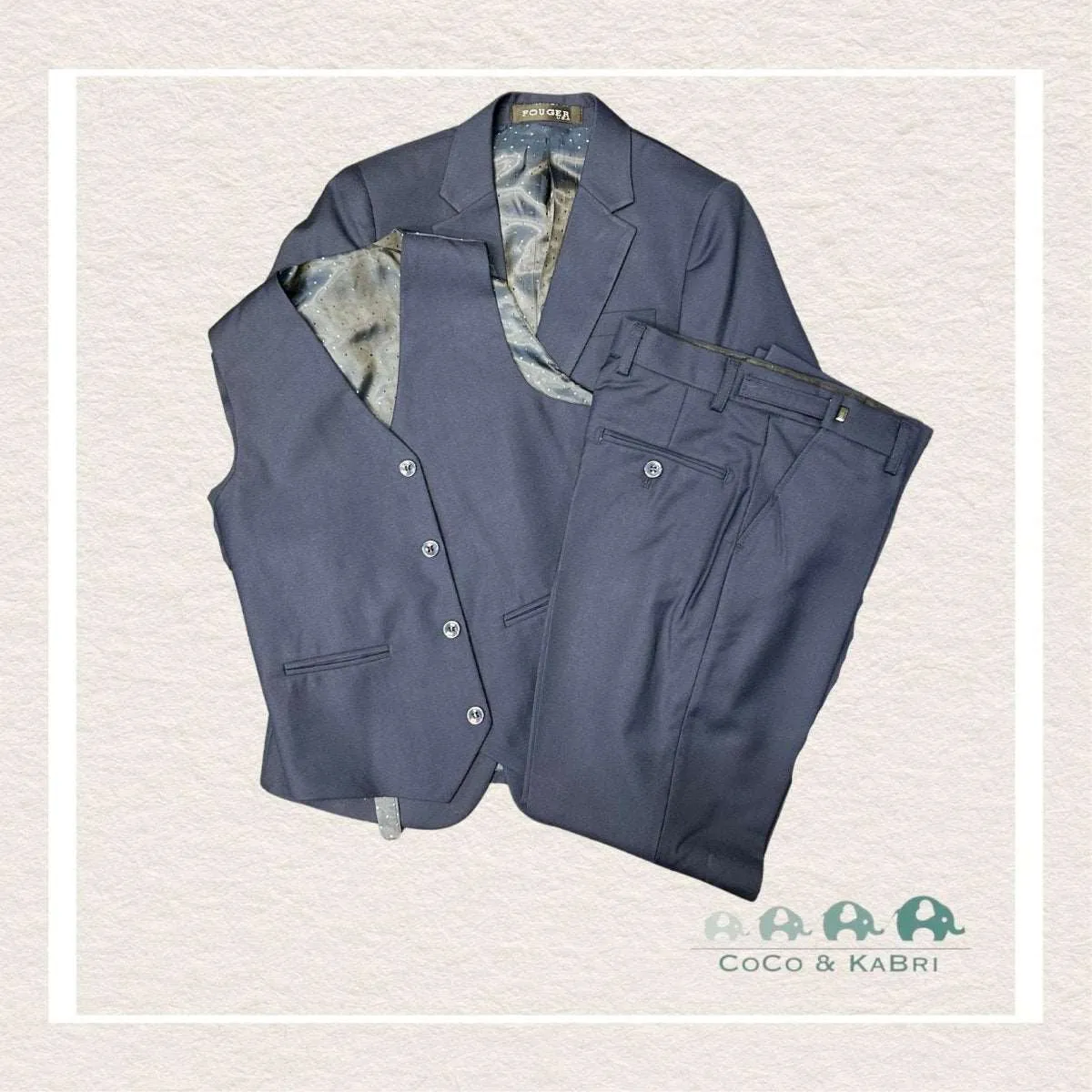 Fouger Suit: Three Piece (Jacket, Vest & Pant) - Navy