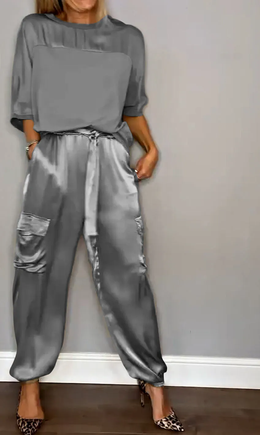 Francet - Stylish Casual Satin Set