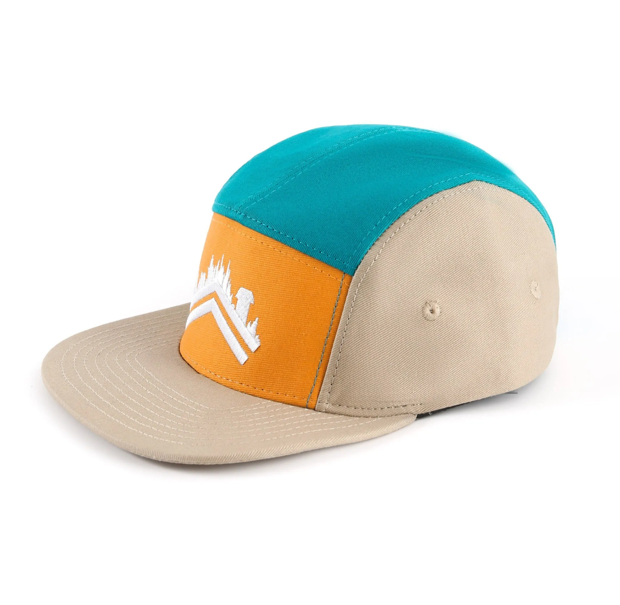 Friluft 5 Panel Hat - Tan / Orange/ Teal