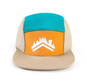 Friluft 5 Panel Hat - Tan / Orange/ Teal
