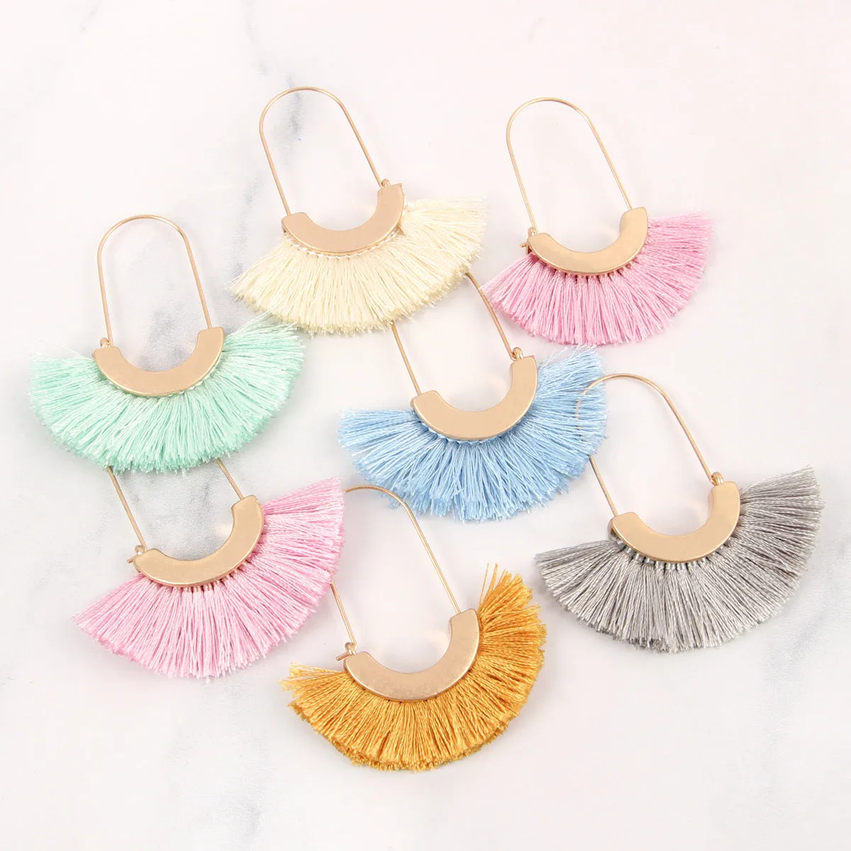 FRINGED FAN SHAPE EARRINGS