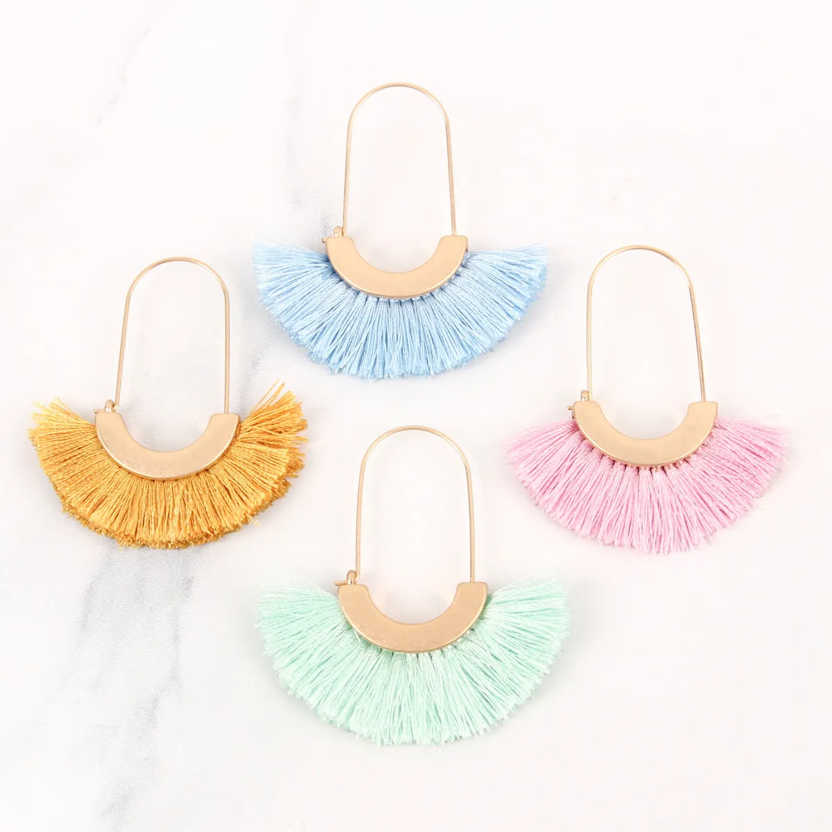 FRINGED FAN SHAPE EARRINGS