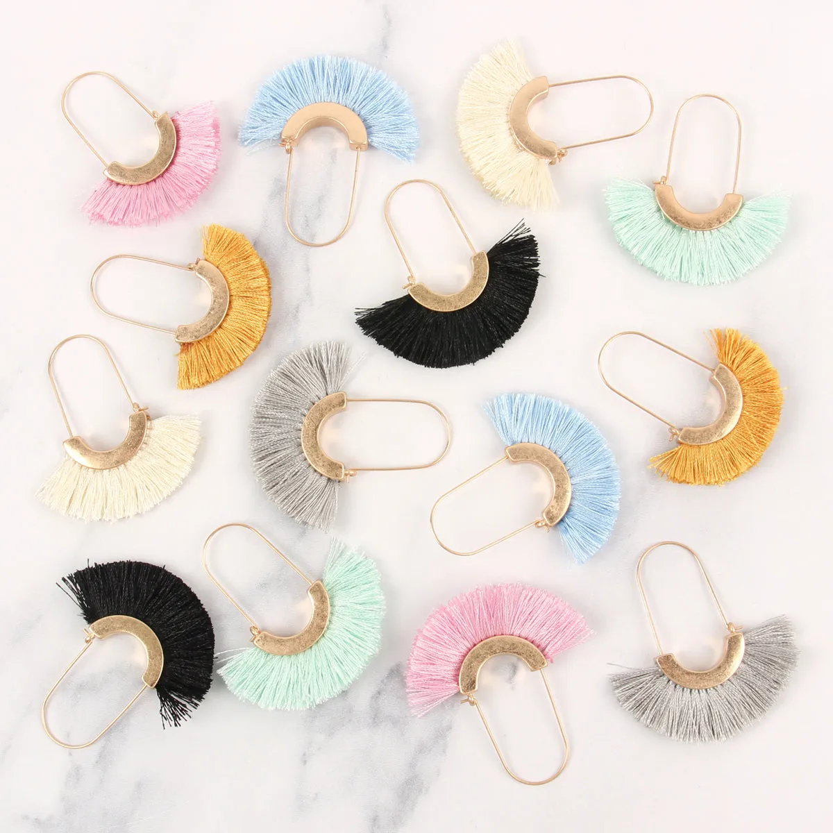 FRINGED FAN SHAPE EARRINGS