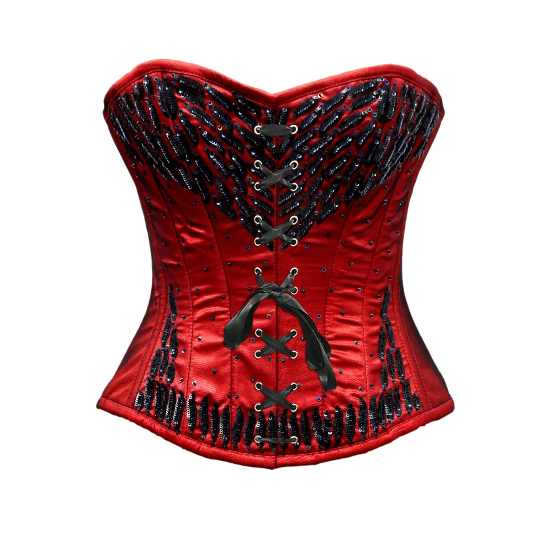 Frost Red satin Embroidery Corset