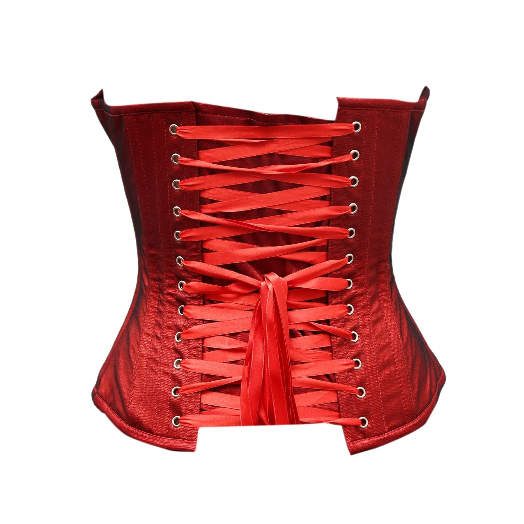 Frost Red satin Embroidery Corset