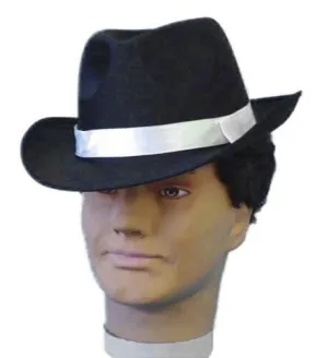 Gangster Black Satin Costume 1920s Fedora Hat