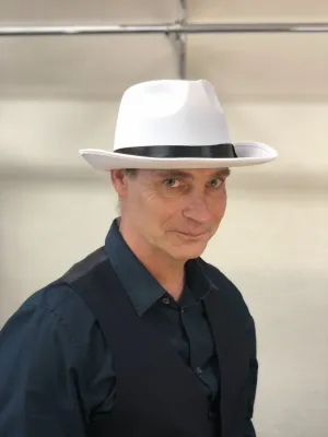 Gangster White Satin 1920's Costume Hat Fedora Style