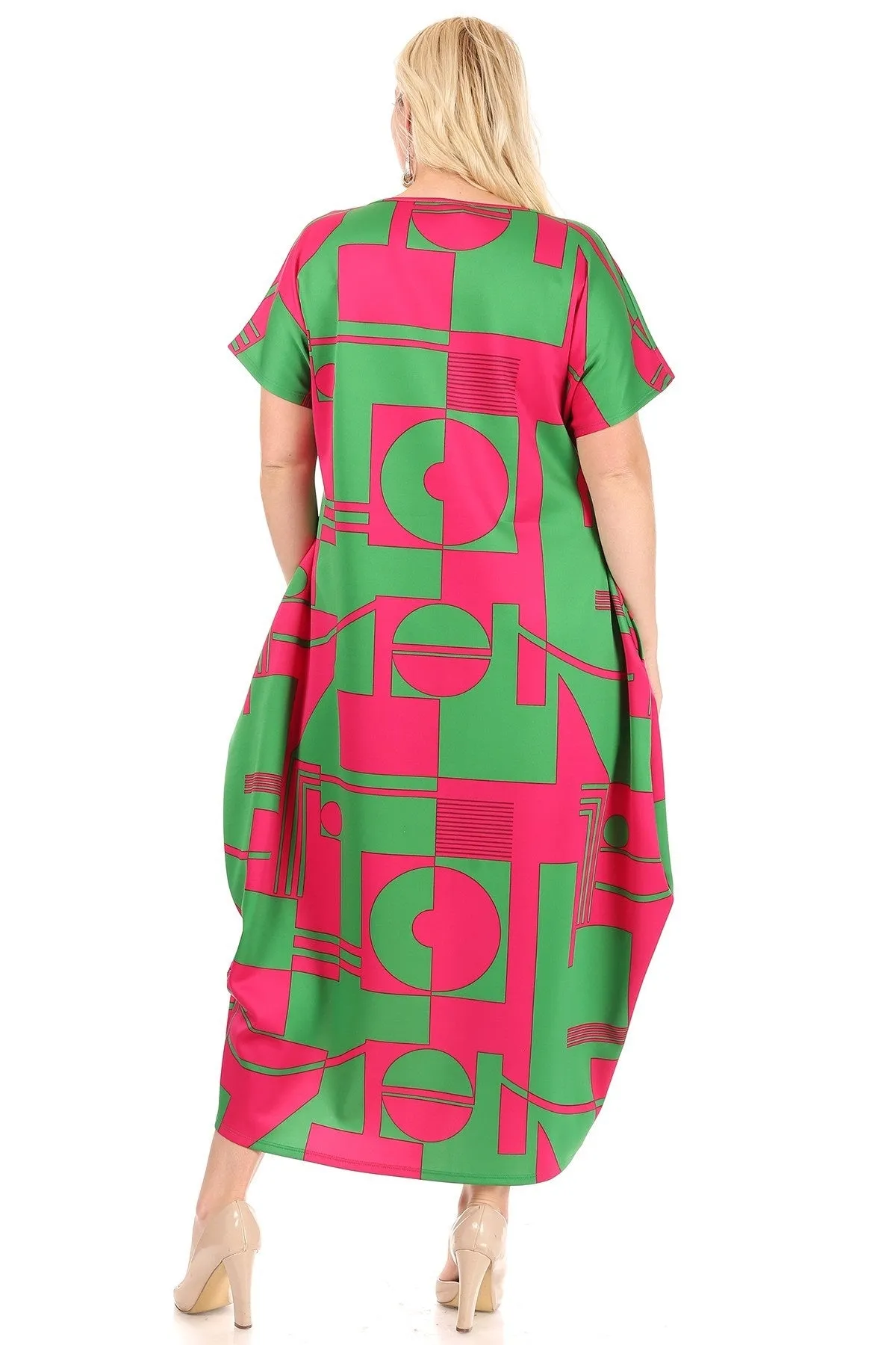 Geometric Print Balloon Dress