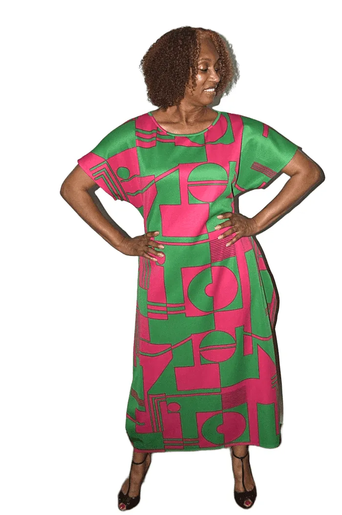 Geometric Print Balloon Dress