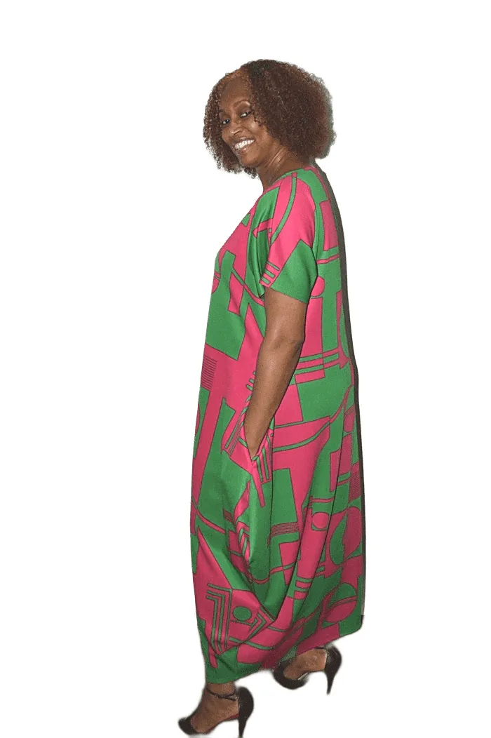 Geometric Print Balloon Dress
