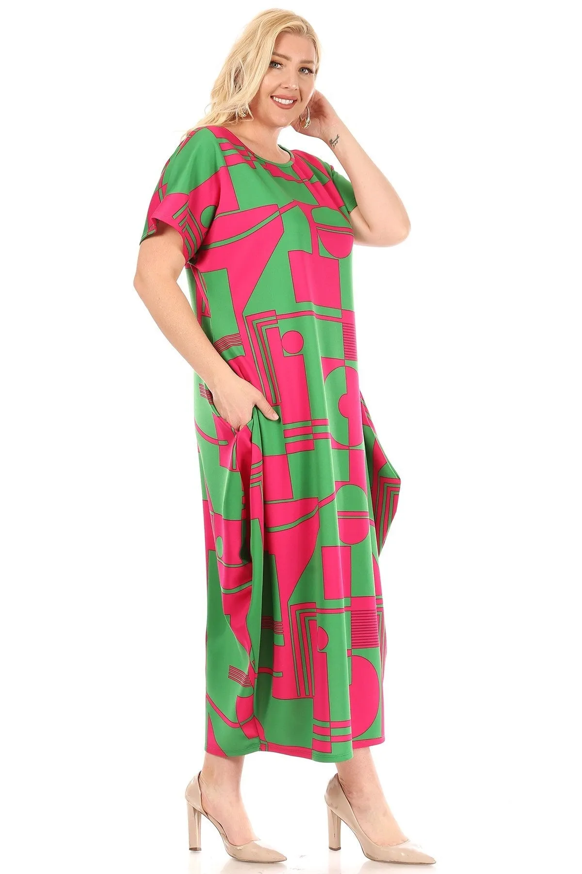 Geometric Print Balloon Dress
