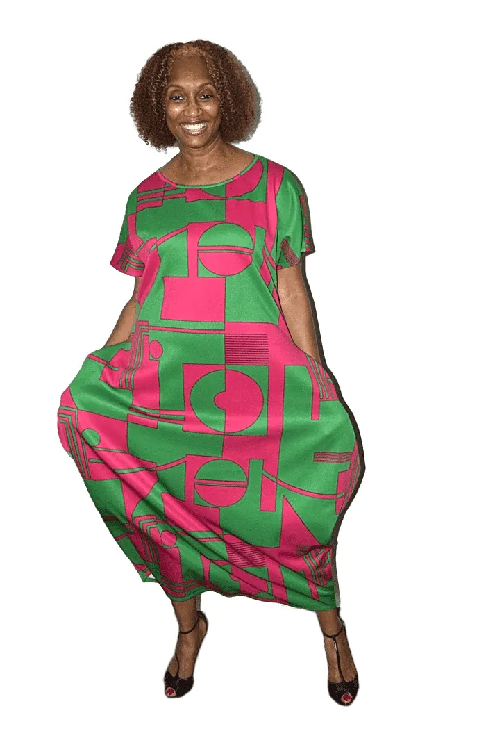 Geometric Print Balloon Dress