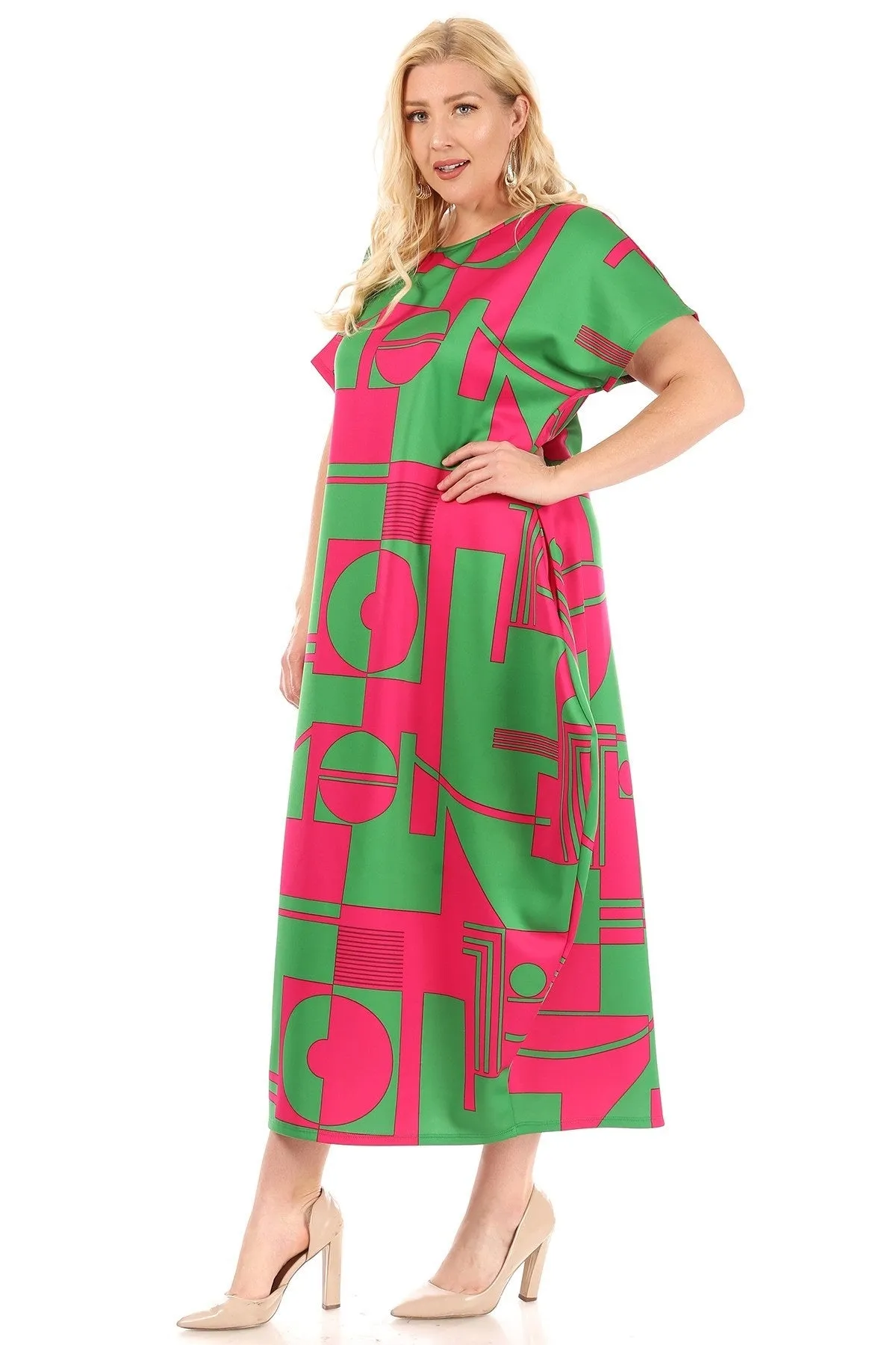 Geometric Print Balloon Dress