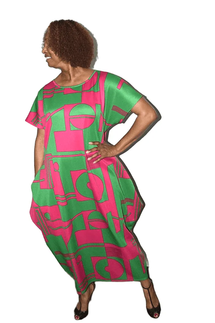 Geometric Print Balloon Dress