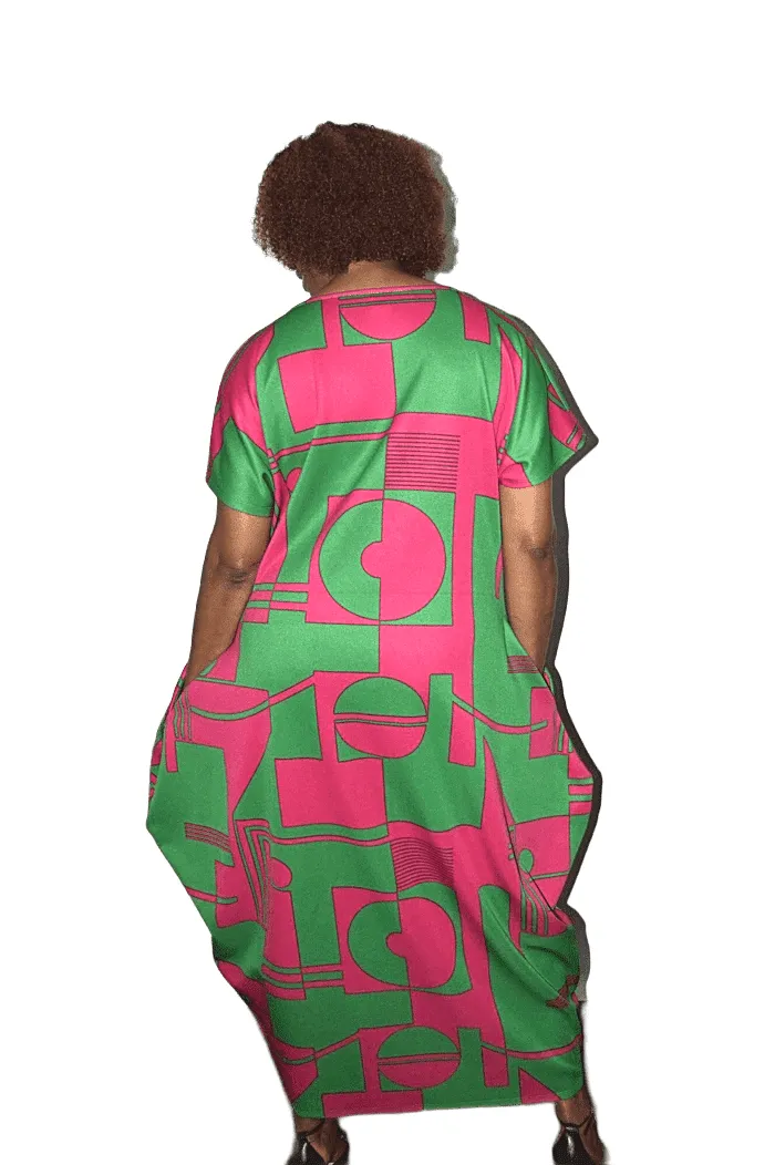 Geometric Print Balloon Dress