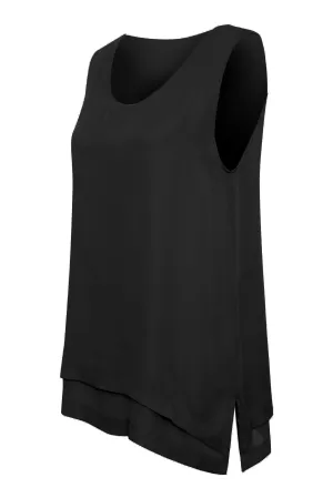 Georgette Double Tank Black