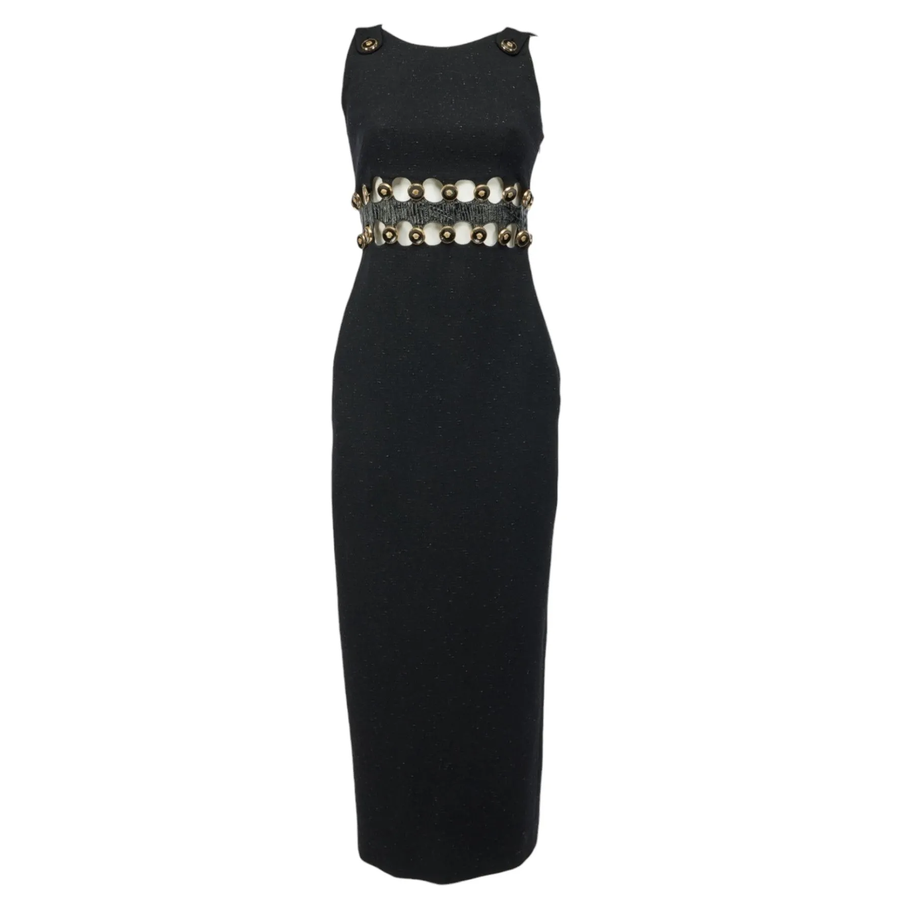 Gianni Versace Lifetime Couture Autumn/Winter 1994 Black Wool Cut-Out Dress