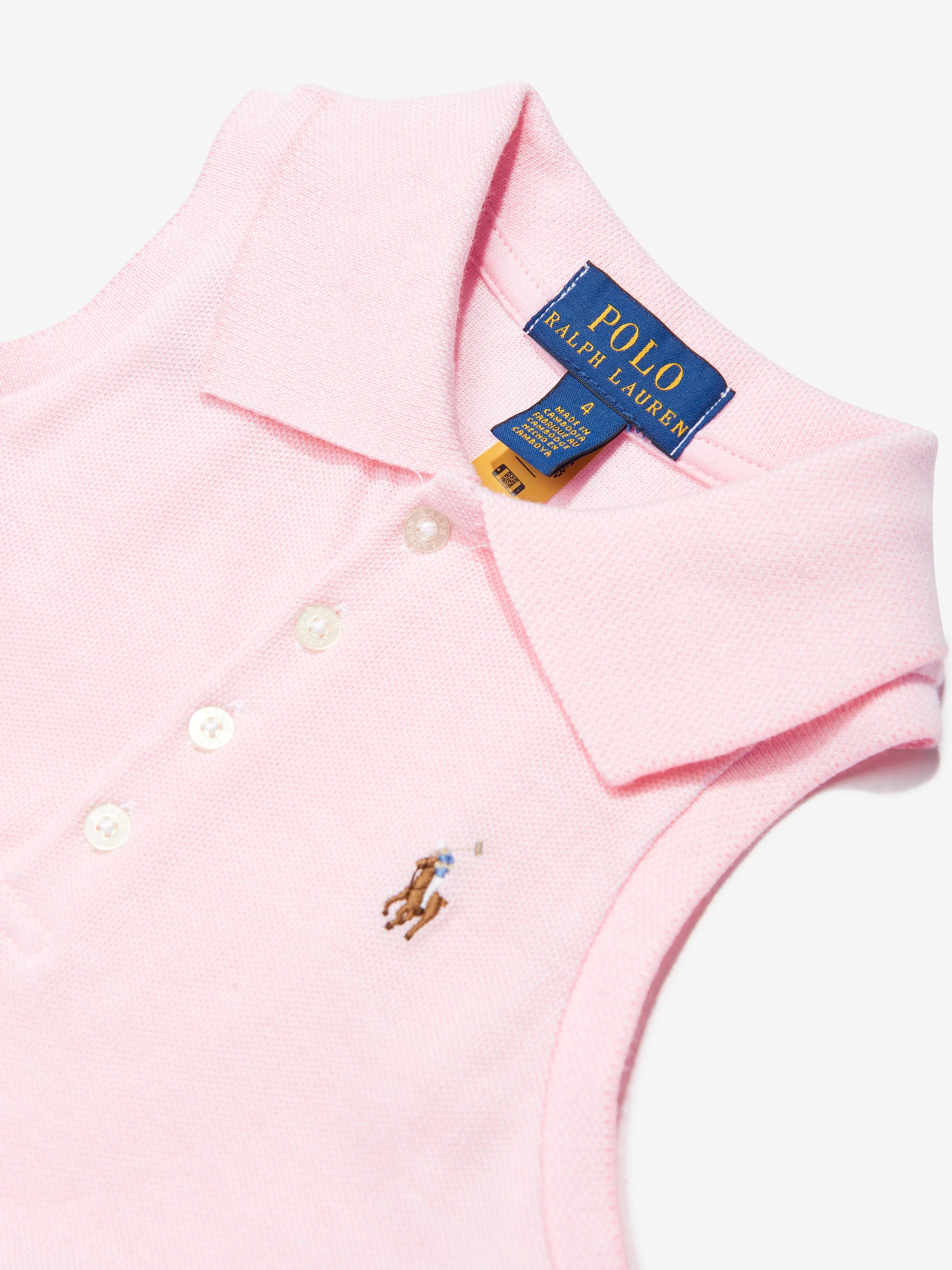 Girls Sleeveless Polo Dress in Pink