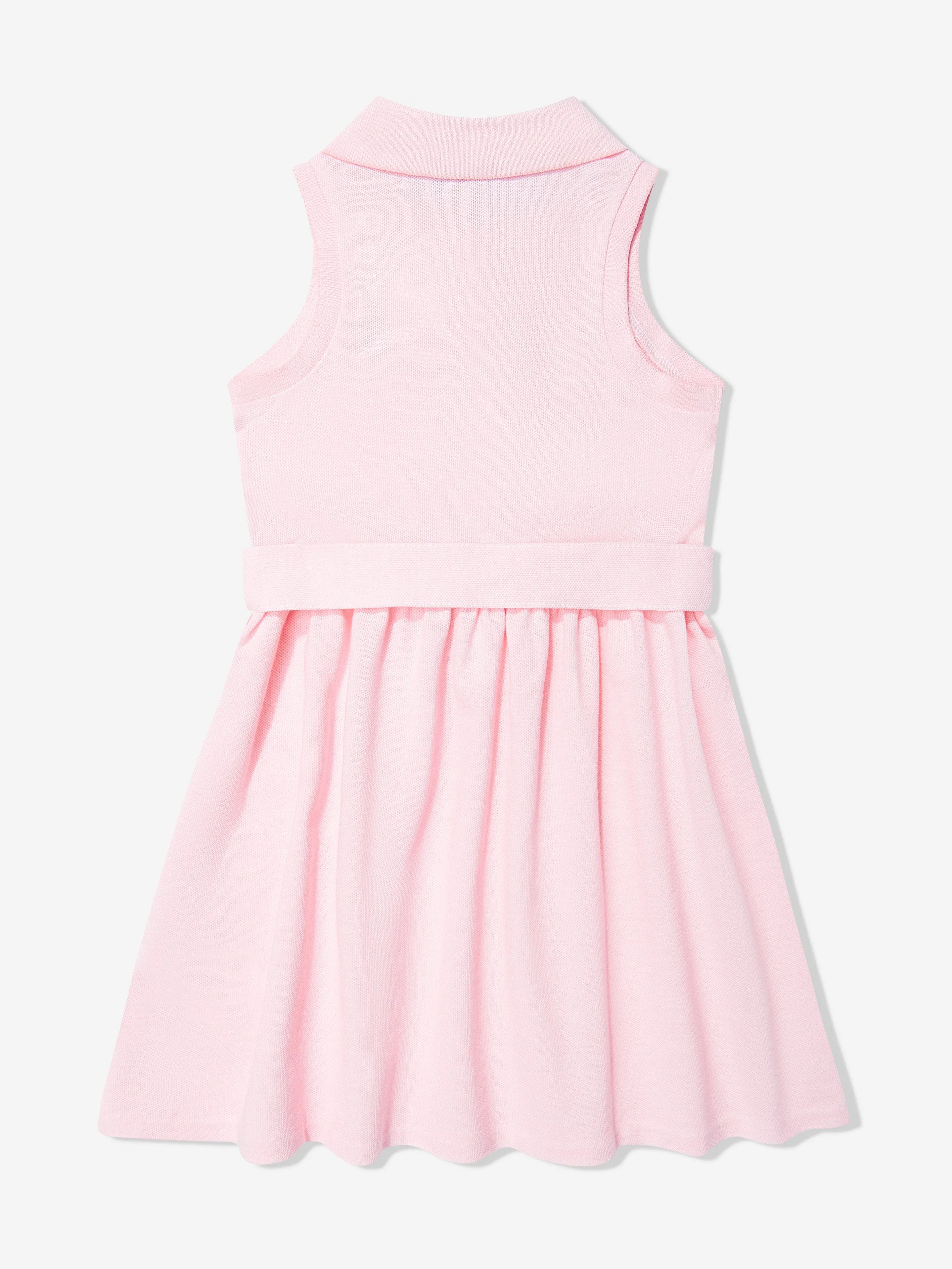 Girls Sleeveless Polo Dress in Pink