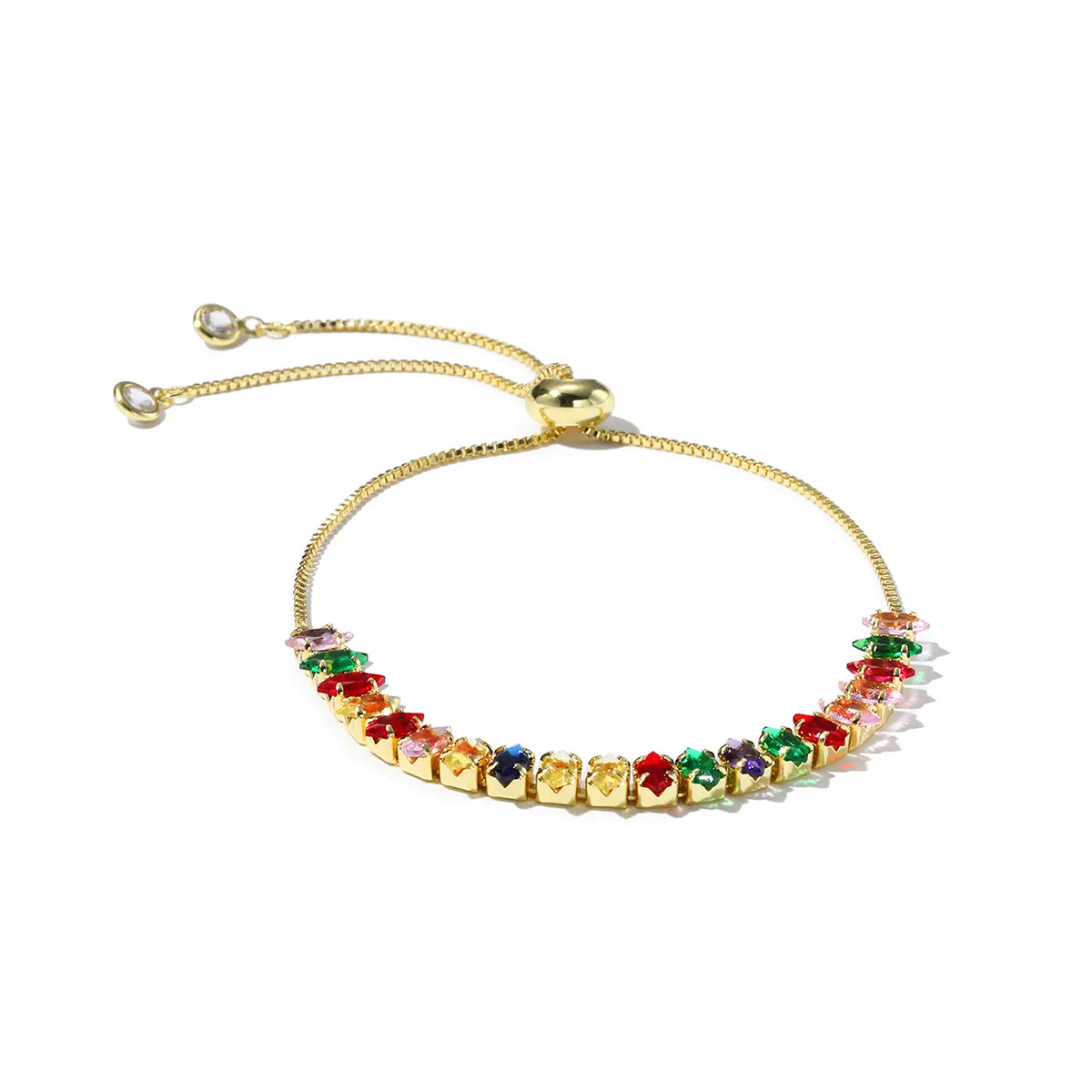 Green Crystal & 18K Gold-Plated Marquise Adjustable Bracelet