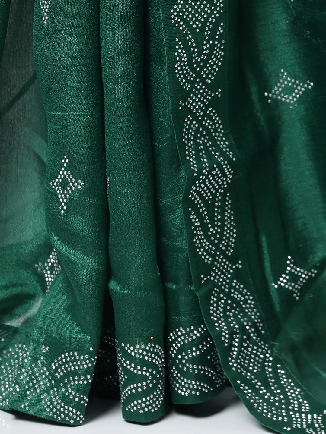 Green Poly Silk Swarovski Work Saree