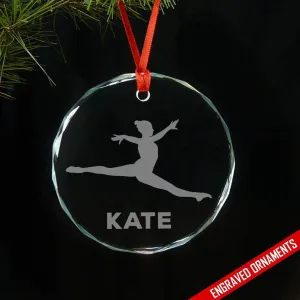 Gymnast CUSTOM Engraved Glass Ornament