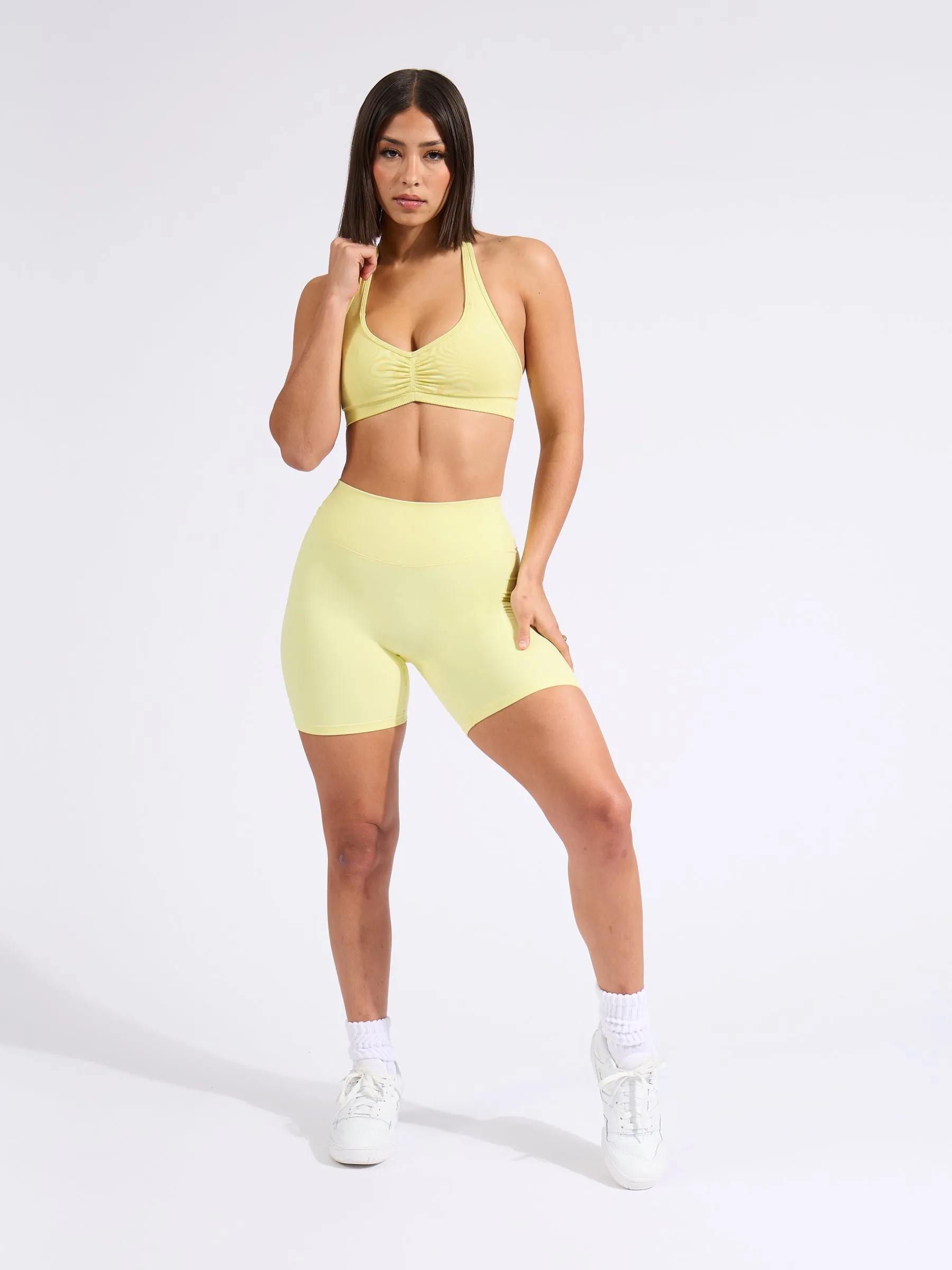 Halter Seamless Sports Bra - Afterglow Yellow